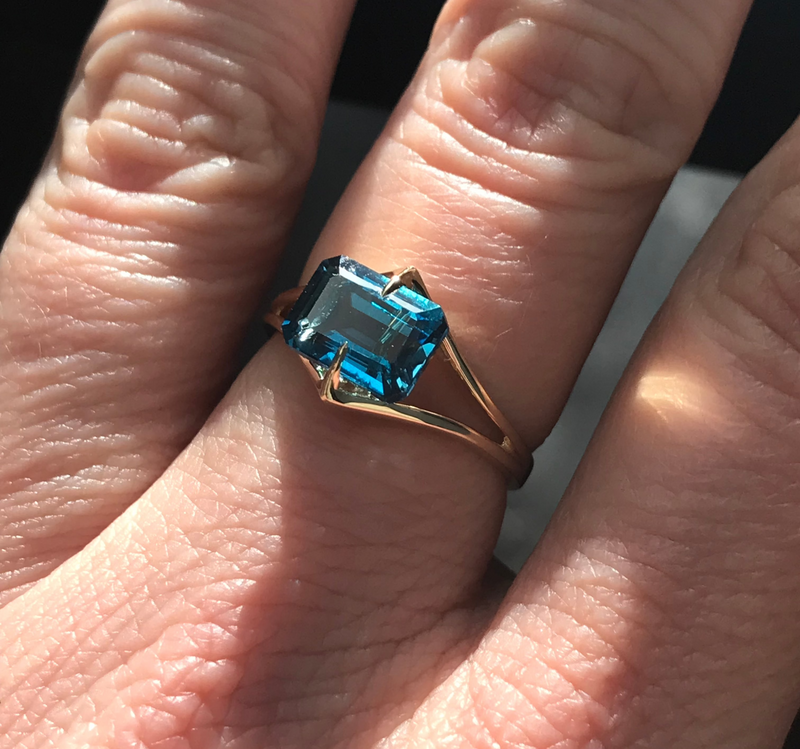 Bridge Ring and Blue Topaz